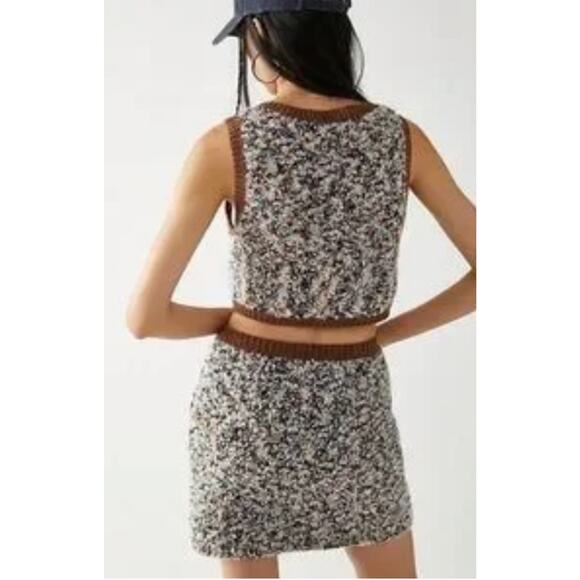 New FREE PEOPLE Chalet Mini Sweater Skirt Set $228 MEDIUM Brown - Picture 2 of 4